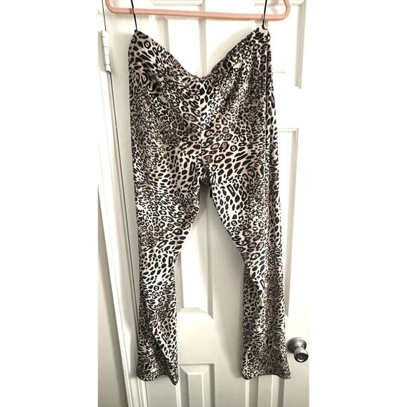 NATORI Leopard Animale Animal Print Soft Velour Lounge Pants - Sz Large - Picture 4 of 5